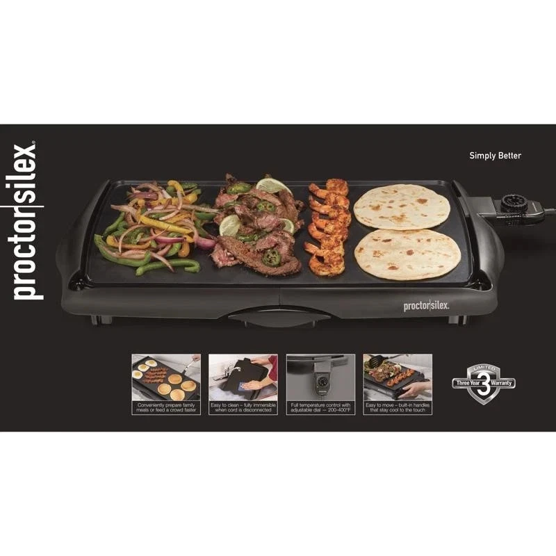 Proctor Silex Black Plastic Nonstick Surface Electric Griddle 200 sq in
Opens in a new window or tab