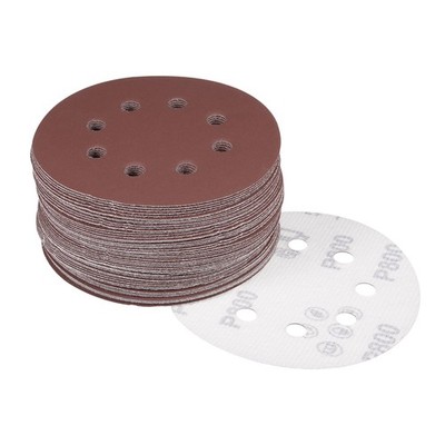 50Pack 5'' 8 Hole Hook Loop Sanding Disc 800 Grit Flocking Sandpaper