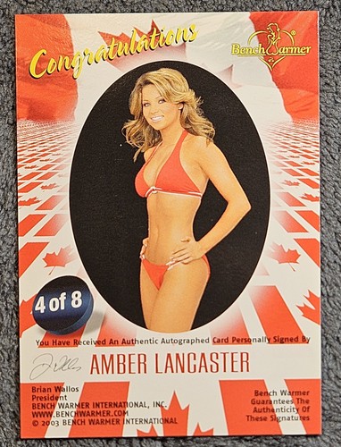 2003 Bench Warmer Oh Canada #4 Amber Lancaster Autograph Signed Auto - Picture 2 of 2