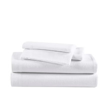 Solid 3-Piece White Cotton Flannel Twin Sheet Set Free Shipping New