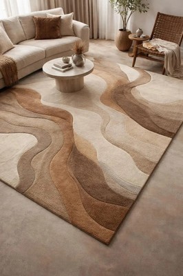 Hand-tufted Wool Rug Modern Retro Abstract Handmade Living Room Carpet