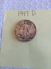 1947 D Liberty Walking Half Dollar Circulated Silver 50c Coin