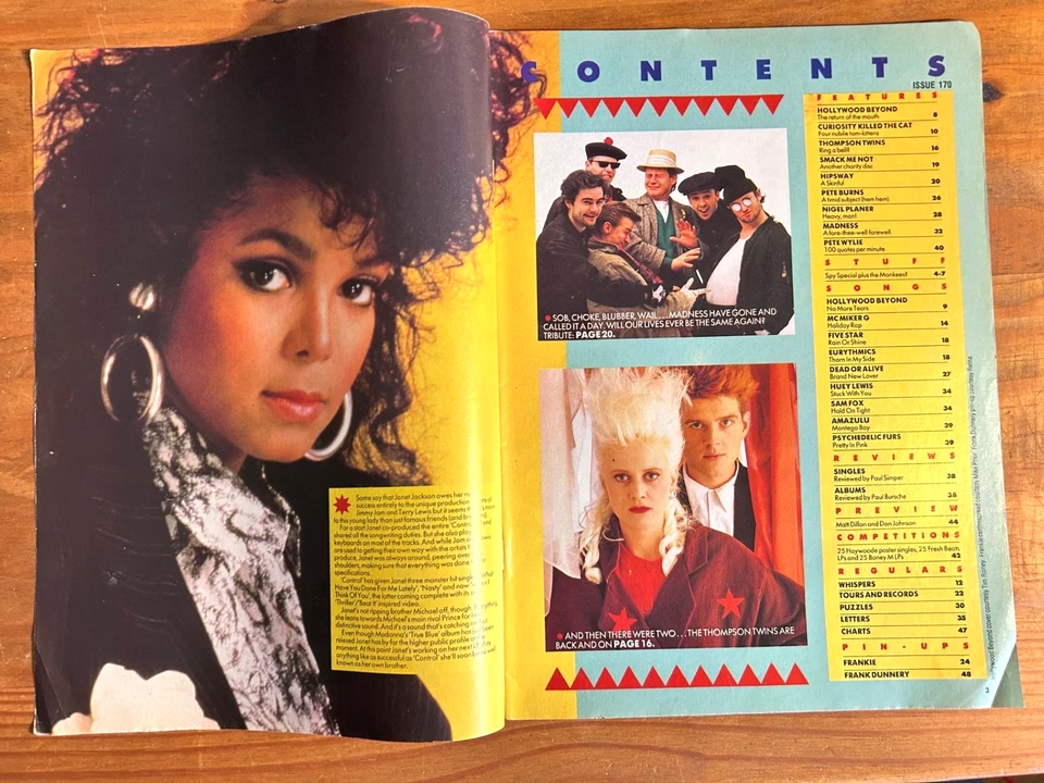 No.1 NUMBER ONE Magazine 20/9/1986 HOLLYWOOD BEYOND Janet Jackson PETE BURNS (G) - Image 2 of 4