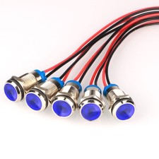 Gebildet 5pcs 10mm Energy-saving LED Metal Indicator Light Blue AC/DC 12-24V