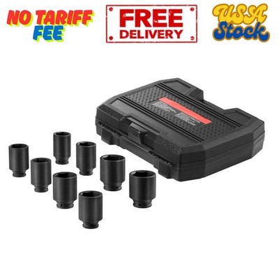 Axle Nut Socket Collection, 3/4'' Drive Deep 6-Point, 8-Pcs SAE, CR-MO Heat ...