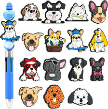 Silicone Focal Bead for Pens 15Pcs Cute Dog Focal Beads for Key Chain Lanyard Ma