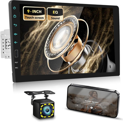 Single Din Car Stereo with Mirror Link for Android/Ios, 9 Inch Touch Screen Car