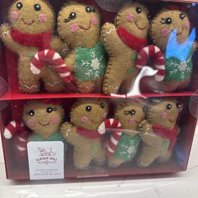 Sleigh Hill 6 foot Gingerbread Man & Girl  felt Christmas Holiday Garland NIB