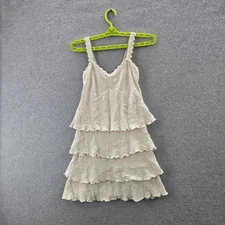 Scully Women Dress S Brown Trapeze & Swing Ruffle Cottagecore Sleeveless