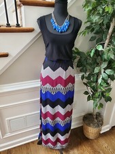 Multicolor Women's Polyester Sleeveless Scoop Neck Long Maxi Dress Size Small