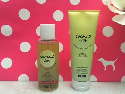 NEW Victoria's Secret PINK Coconut Sun 2 Piece Set Fragrance Mist & Body Lotion
