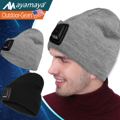 LED Unisex Beanie Warm Hat with Light Rechargeable Headlamp Stocking Stuffers