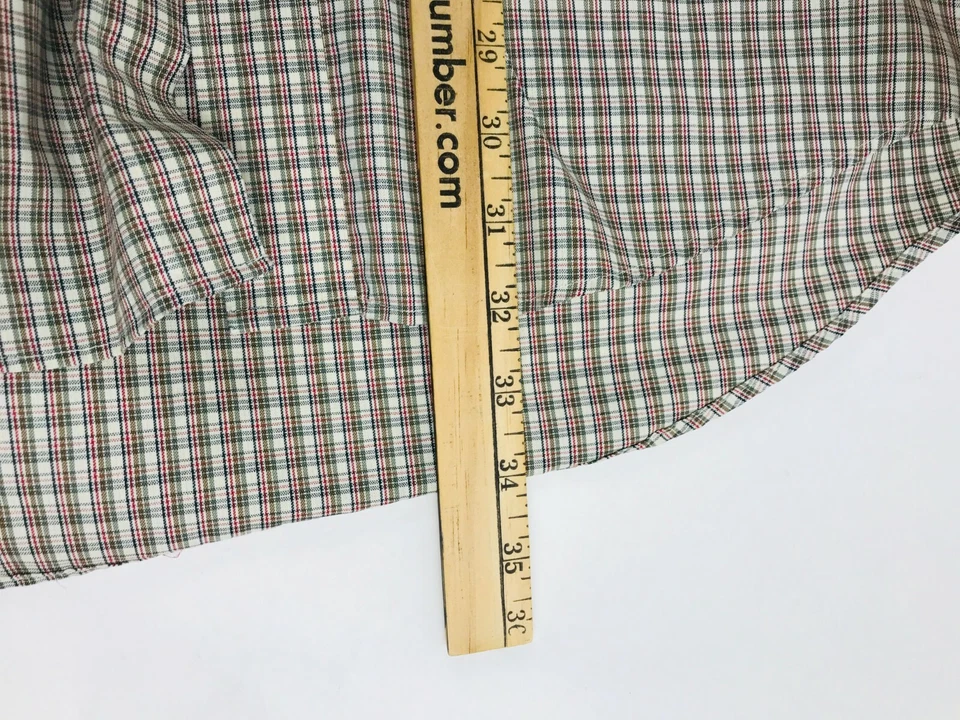 Roundtree & Yorke Dillard's Shirt Men's Size 16/33 Gray Green Plaid Button Down - Image 4 of 4