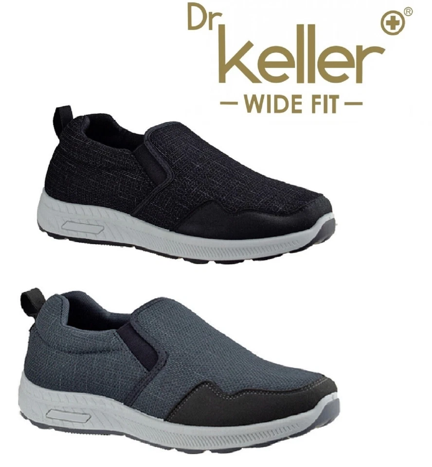 DR KELLER MENS CASUAL SLIP ON TRAINERS WIDE FIT COMFORT PADDED SHOES SIZE - Image 1 of 1