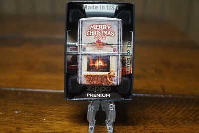 FIREPLACE HOME MERRY CHRISTMAS 2022 540 DESIGN ZIPPO LIGHTER MINT LIMITED TO 100