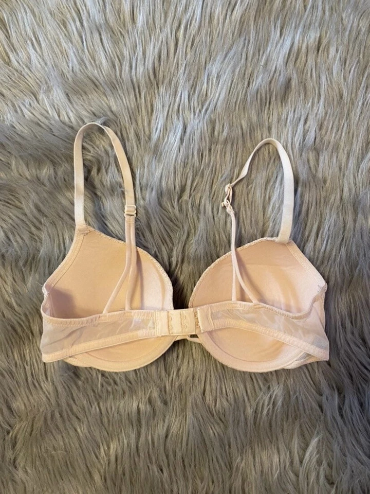 Sujetador Camiseta Xhilaration Mujer Talla 34C Rosa Encaje Fino Acolchado Con Aros Foto 4 de 4