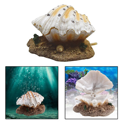 Artificial Aquarium Shell Clam Pearl Decoration Fish Tank Bubbling ...