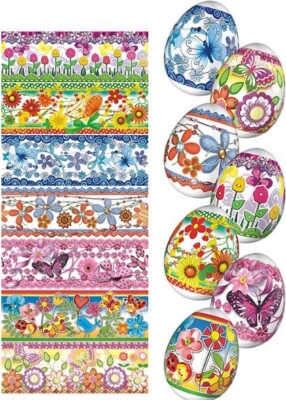 Easter Egg Wraps Colorful Flowers Kids Heat Shrink Sleeves Decoration Pysanka