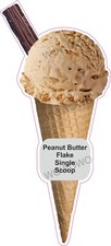 Eiswagen Aufkleber Erdnussbutterflocke Single Scoop Kegel Waffel Anh&auml;nger Decal