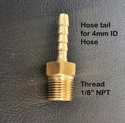 CAPNEW NPT 1/8" Male Brass Straight 4mm Hose Barb Tail Thread Fitting Connector Adaptor