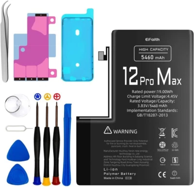 EFAITHFIX Für Apple iPhone 12 Pro Max Akku Ersatz 5460mAh Hohe Kapazität Batterie Battery
