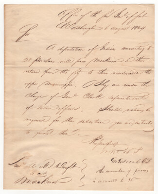 Letter about Deputation of Indians Led by William Clark. 1824.