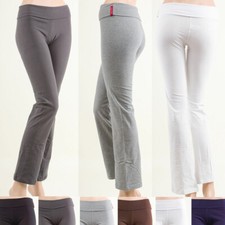 Womens Fold over Waist Flare Leg Yoga Pants Workout Gym