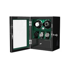 DUKWIN Automatic 2 Watch Winder with 3 Watches Display Storage LED Light Green