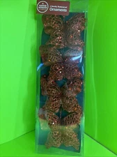 Pack Of 4 Winter Wonder Lane Ornaments Shatterproof Red Glitter Butterflies