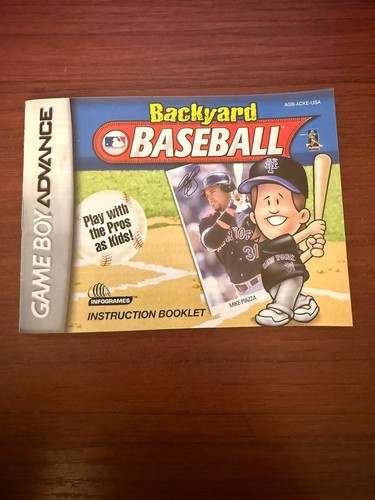 Gameboy Advance Backyard Baseball Manual Only (Mike Piazza Cover)