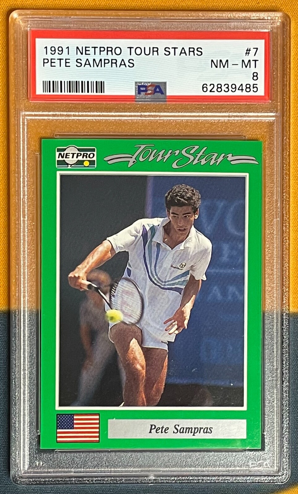 1991 NETPRO TENNIS PETE SAMPRAS ROOKIE RC CARD PSA 8 NM-MT #7