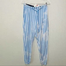 Jane & Bleecker New York Striped Knit Jogger lounge Pants, blue/ white XS 