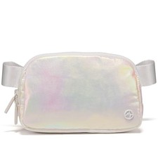 Two Way Zipper Fanny Pack Nylon Everywhere Belt Bag for Women, Iridescent