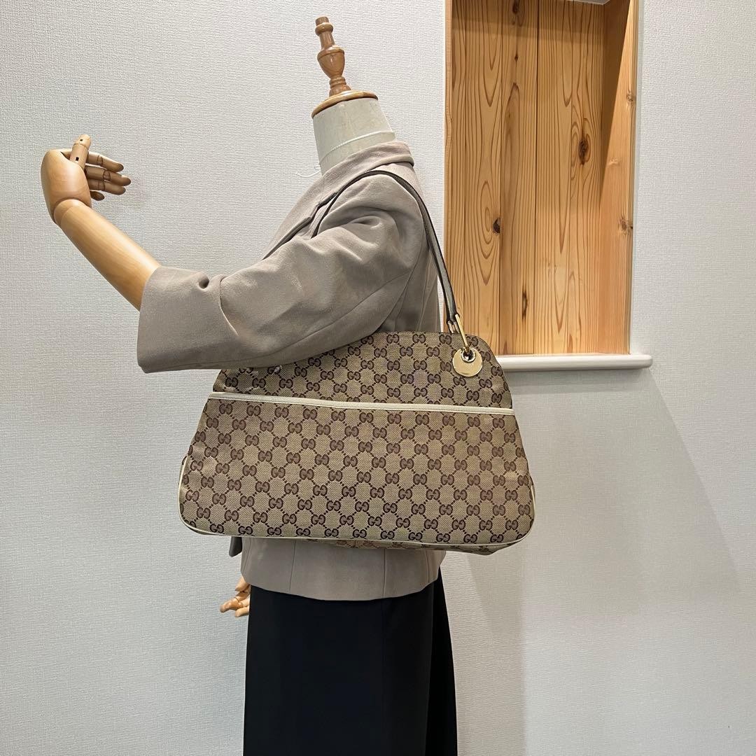 GUCCI GG Canvas Tote Bag Shoulder Bag Beige Authentic Vintage thumbnail 3