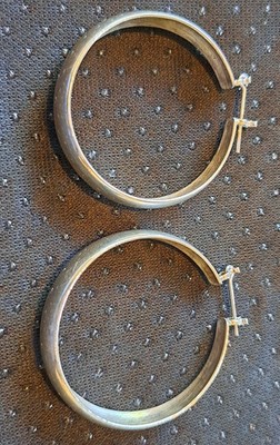 925 Mexican Hallmarked Hoop Earrings 40mm Diameter 19.5gms