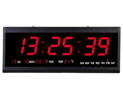 18.9 Inch Oversized LED Digital Wall Clock Large Display with Indoor Temperature