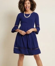 ModCloth Miles Of Marvelous Blue Bell Sleeve Dress Sapphire Blue Pocket Size XL