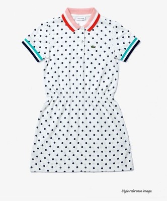 Lacoste Girls Polo Dress Polka Dot White Size 10