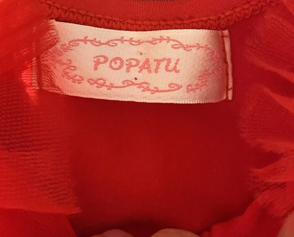 Vestido Petti de Tutú con volantes rojos para bebé Popatu Baby Girl talla pequeña Dance, Pascua, Vacaciones Foto 3 de 4