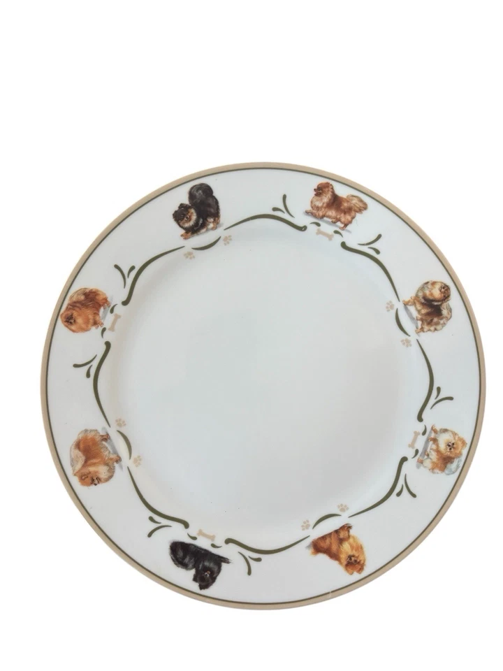 The Danbury Mint Pomeranian Dog Louça Pratos de Jantar Conjunto de 4 10,5” - Imagem 2 de 4