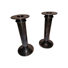 Swid Powell Pair Candlesticks Silverplate Italy Pre Owned 6"
