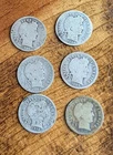 Antique LOT 6 BARBER LIBERTY HEAD DIMES Circulated spans 1900-1916