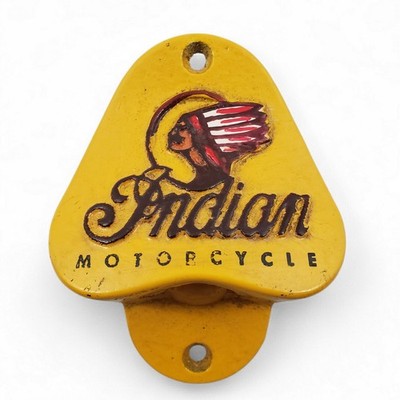 Yellow indian Vintage Wall Mounted Bottle Opener Cast Iron Bar Decor