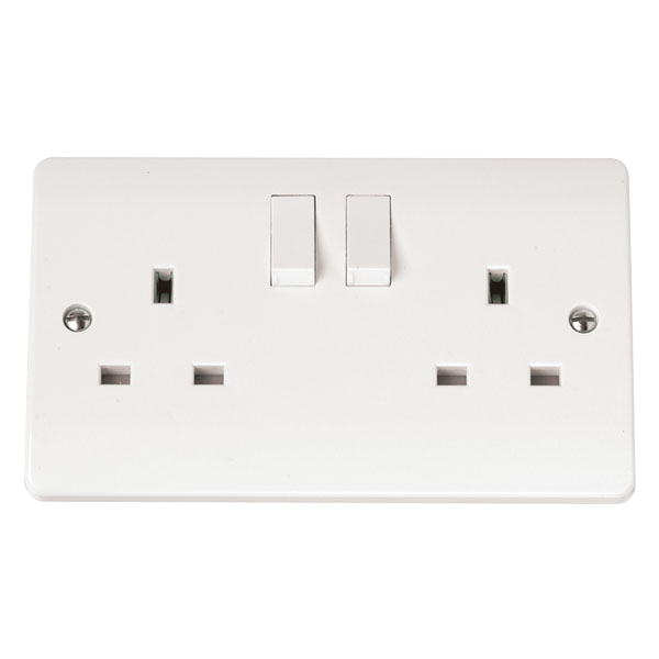 Click Scolmore Mode Double Switched Plug Socket 13A 2 Gang DP White - CMA036