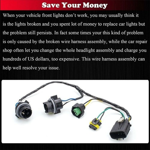 2PCS Headlight Wiring Harness For 2007-13 Chevrolet Silverado 2500 HD 25962806 - Picture 6 of 12