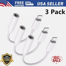 3Pcs Aux Cord Dongle Converter for iPhone Headphone Adapter Jack 8Pin to 3.5mm  