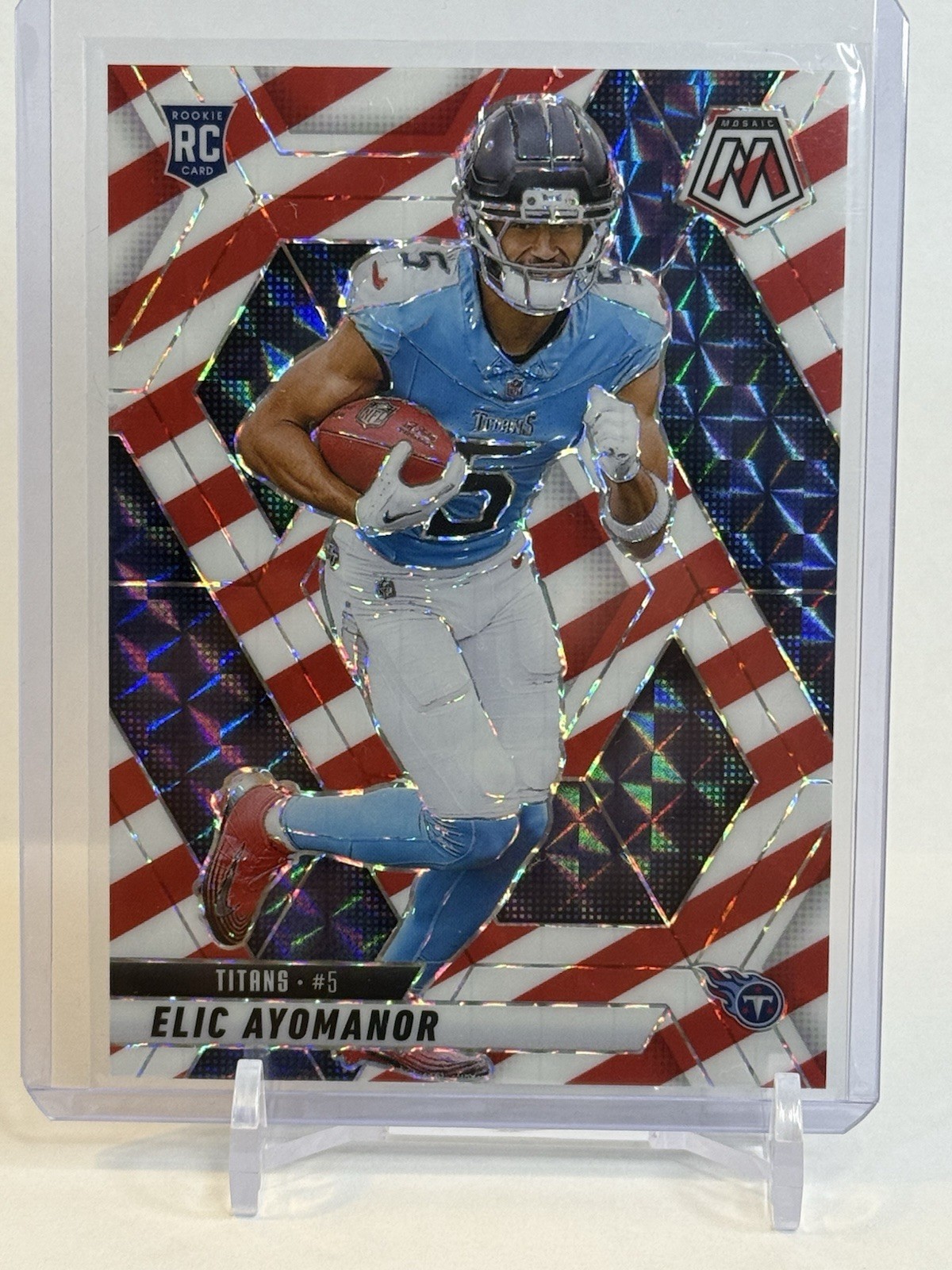 2025 Mosaic Elic Ayomanor Red & White Stripe Prizm - #333