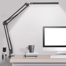 LED Desk Lamp,Adjustable Swing Arm Desk Lamp with Clamp,Dimmable Desk Light E...