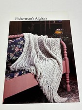 Fisherman's Afghan Crochet Pattern Worsted Weight 45x60 Inches Book Pages