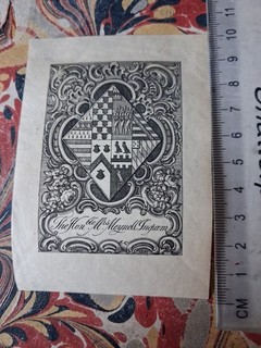 19/20th cent Armorial EX LIBRIS BOOKPLATE Hon. Mrs. Meynell Ingram By Sherborn
